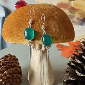 Sterling Green agate stone drop earrings